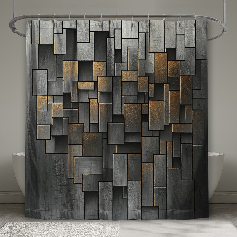 Rideaux de douche géométriques rectangulaires très longs, 70 po l x 72 po H