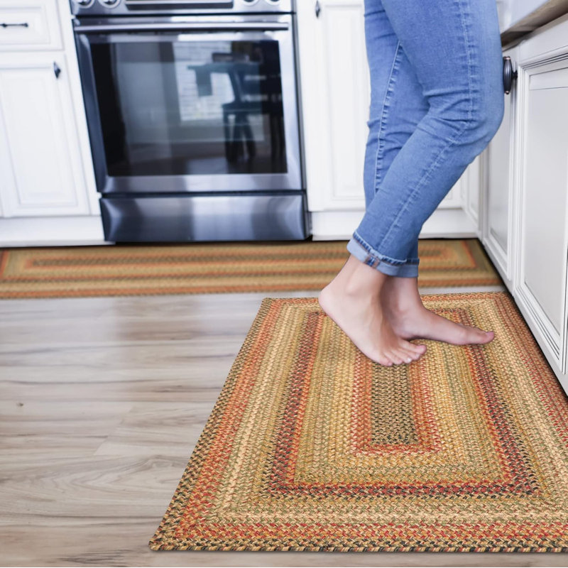 Vinita Abstract Hand Braided Jute/Sisal Rust/Green/Beige Area Rug, Rectangle 2'3" x 3'9"