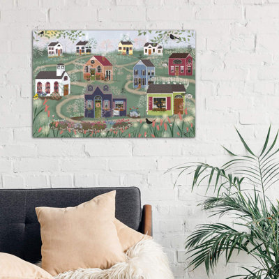Sunday Shops by Joy Laforme - Wrapped Canvas Print
