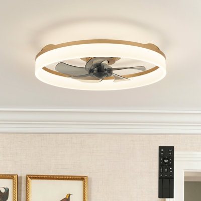 20“ Modern Flush Mount Ceiling Fan with Light Quiet Reversible DC Motor Dimmable 3-Color LED Remote Control Timer