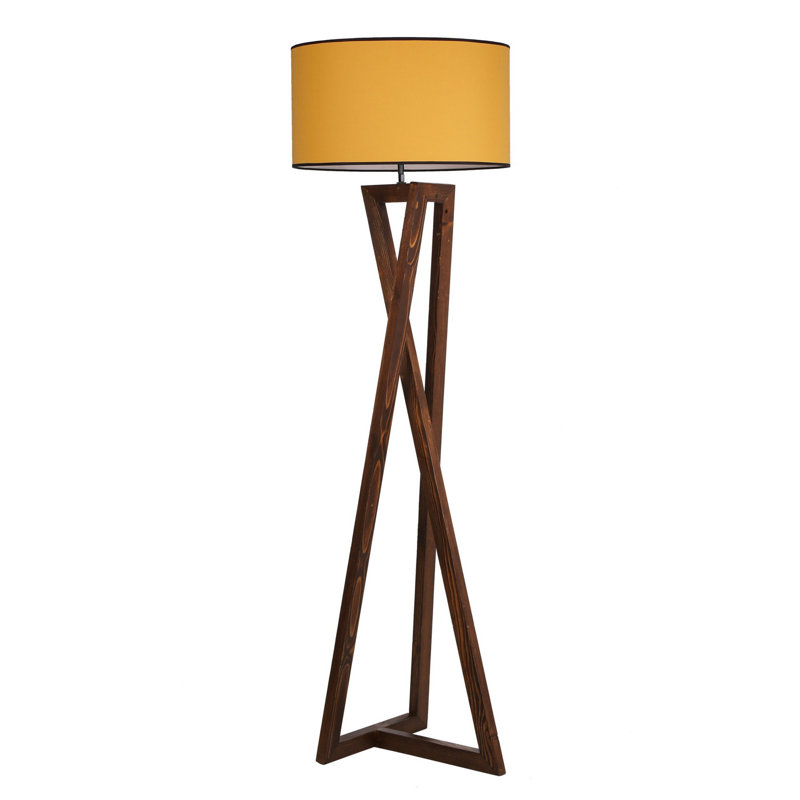 Piekos 166cm Brown Tripod Floor Lamp, Mustard