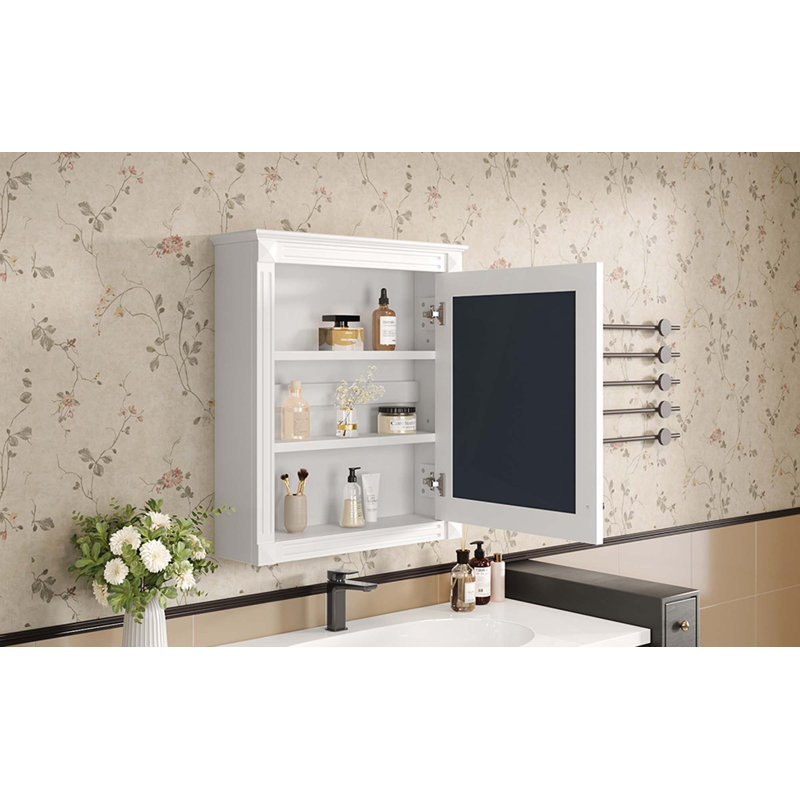 Armoire de rangement de salle de bain murale avec miroir, armoire à pharmacie avec tablette à hauteur réglable, armoire de rangement au-dessus de la toilette