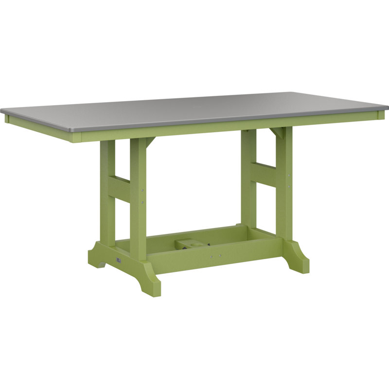Table de salle à manger rectangulaire Berlin Garden, Vert kiwi, H 30,87 po x l 66 po x P 33 po, Acier inoxydable martelé