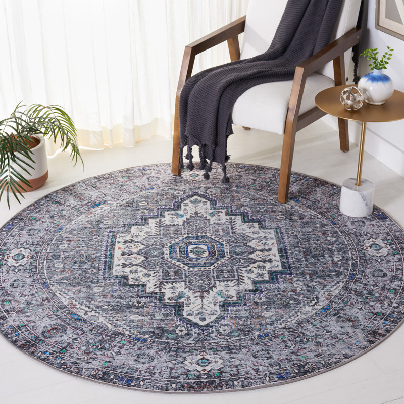 Ziebarth 198 M/W S/R Area Rug In Beige / Gray, Round 6'