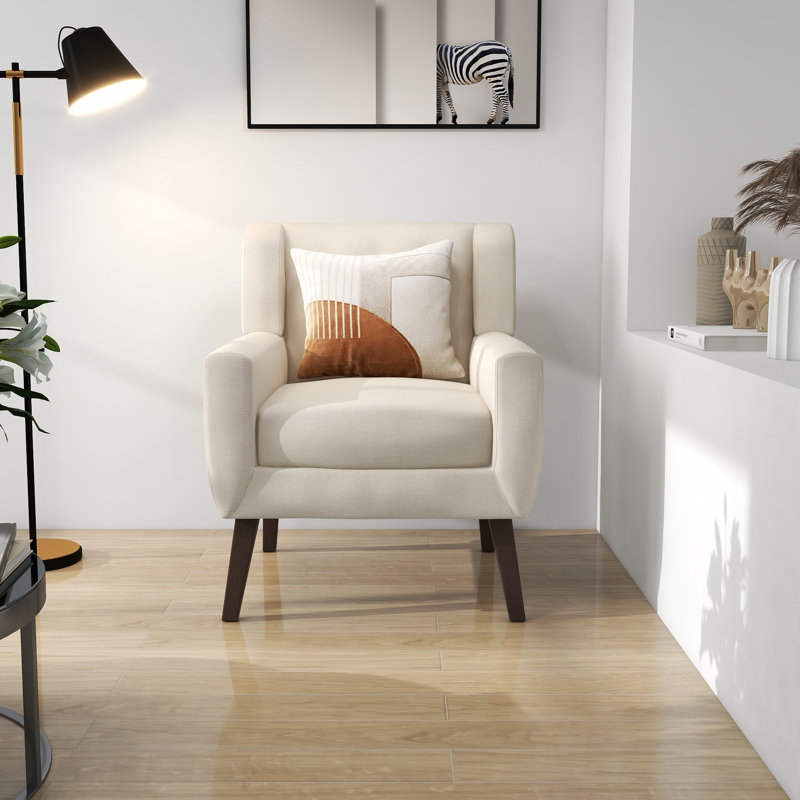 Jaqueze 73.4 Cm Wide Tufted Armchair, White Linen Blend