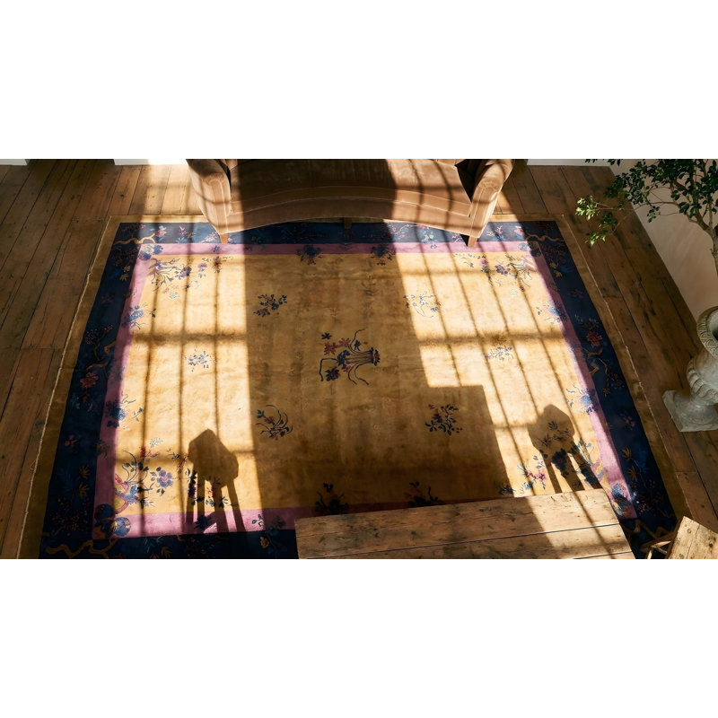 Tapis à poil long antique chinois noué à la main Art Deco