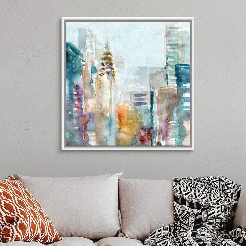 Spectrum NYC - Peinture sur toile, Cadre flottant blanc, H 37,7 po x l 37,7 po x P 1,75 po