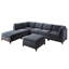 Canapé d'angle en tissu de chenille de style contemporain gris cendré avec pieds en bois et coussins modulaires classiques