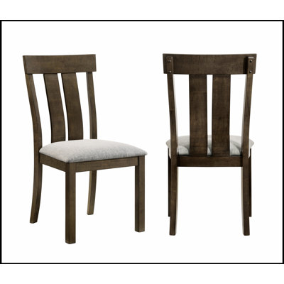 Chaises de salle à manger rembourrées rustiques 2 pièces avec finition en bois riche, meubles de salle à manger en bois confortables et durables en brun