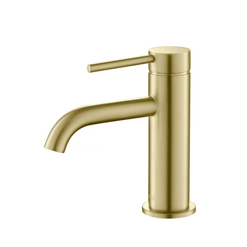 Circular Single-handle Bathroom Faucet, Brushed Gold, Drain Assembly Not Included