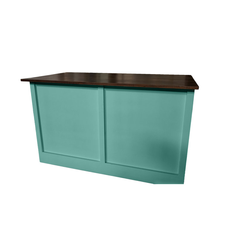Îlot de cuisine moderne en bois massif de 50 po avec compartiment à poubelle et rangement supplémentaire, Fiesta turquoise