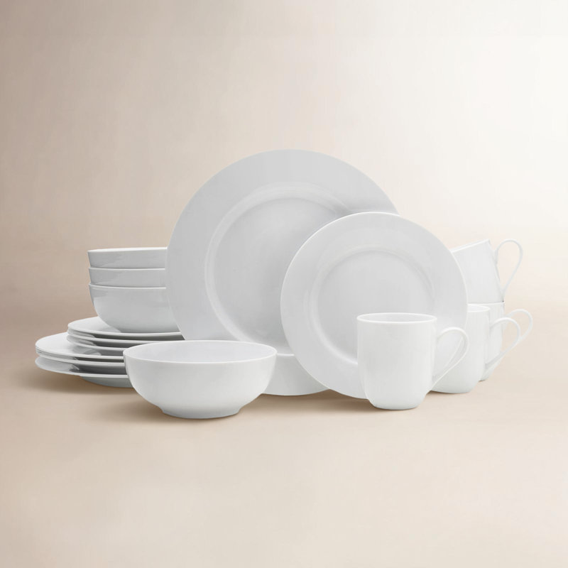 Fitz and Floyd Everyday White Classic Rim 16-Piece Dinnerware Set, Service for 4