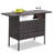 Antigo Outdoor Patio Wicker Bar Counter Table with 2 Steel Shelves and 2 Sets of Rails