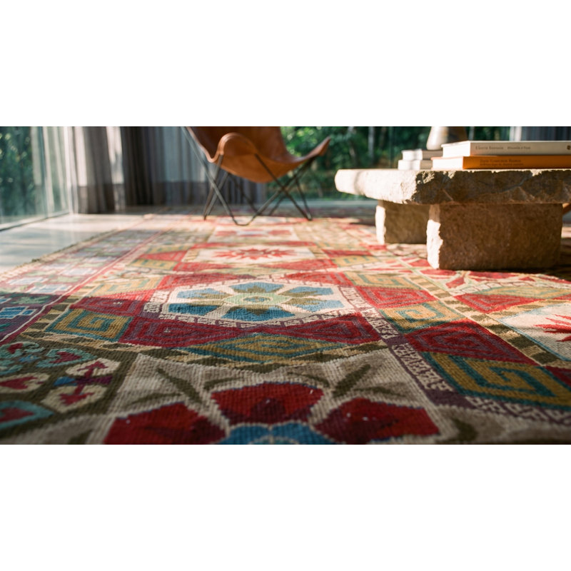Antique Large Needlepoint French Flat Weave Rug