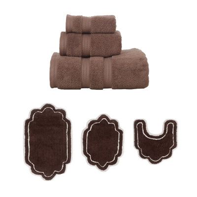 Talbert Collection 100% Soft Cotton 3 PC Towel Set & 3 PC Bath Rug Set, (Set of 6)