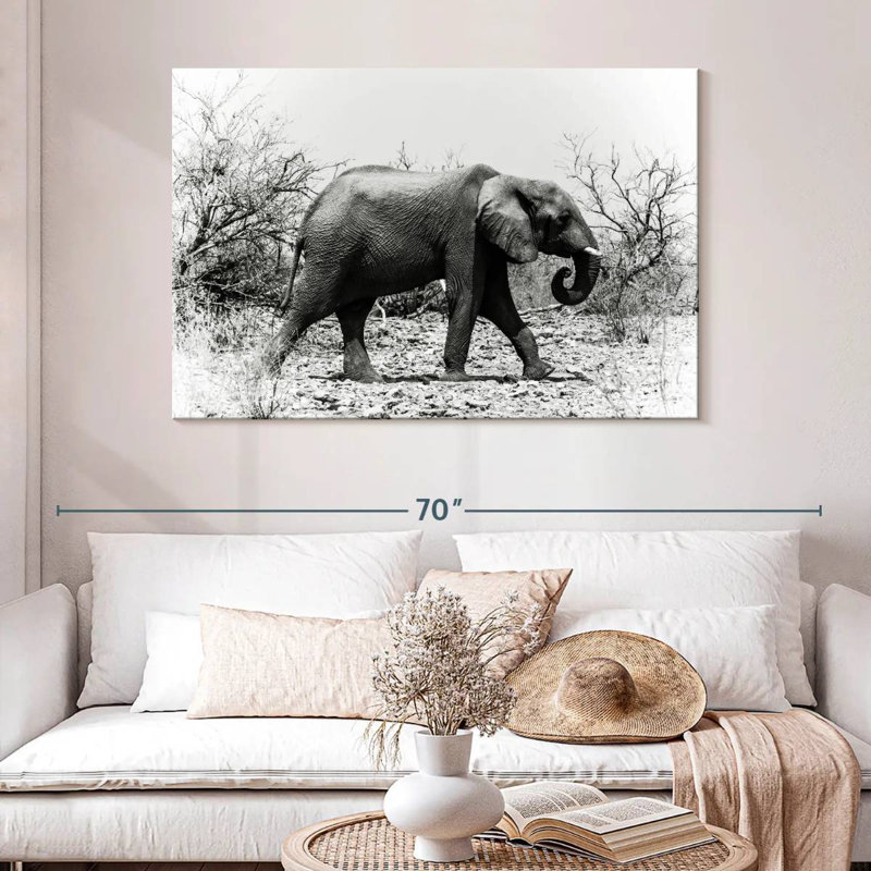 Brampt African Elephant In Botswana, 32" H x 48" W