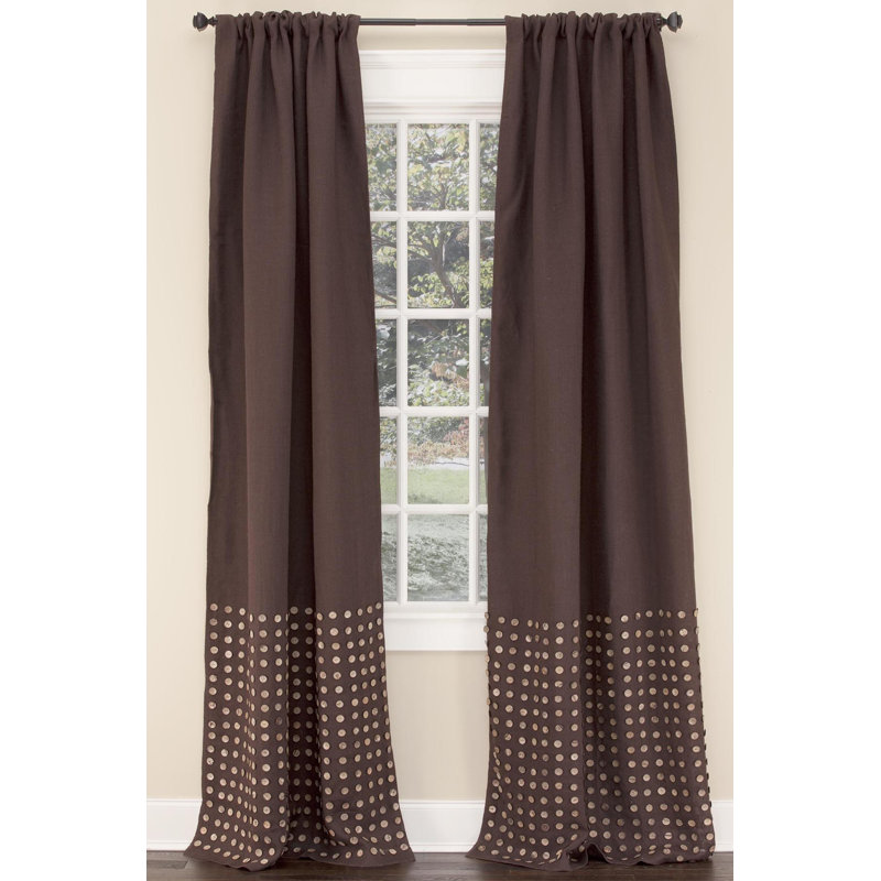 Burlap Room Darkening Curtain, 50" W x 118" L, Chocolate