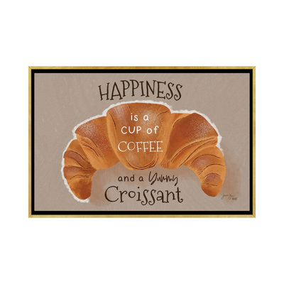 «Coffee And Yummy Croissant», reproduction d'art sur toile encadrée