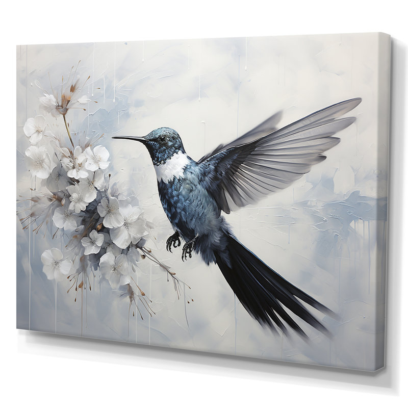 Colibri harmonie florale I sur toile, Toile tendue, H 12 po x l 20 po x P 1 po