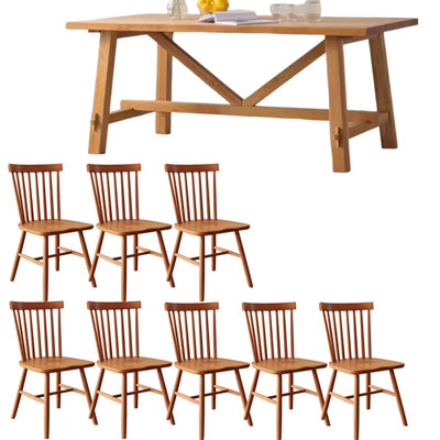 Ensemble de table de salle à manger en bois massif de style japonais