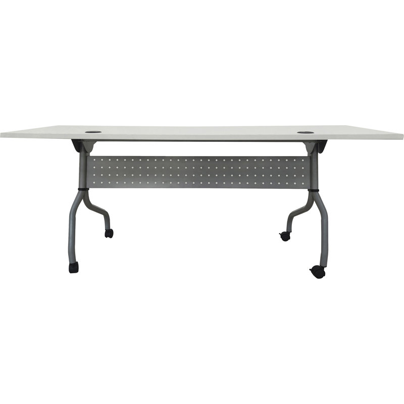 Rectangle 2 Person Flip Top Modular Training Table with Casters and Modesty Panel and Cable Management, 72" H x 24" W x 30" D