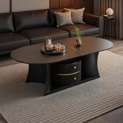 Table basse ovale haut de gamme avec tiroirs