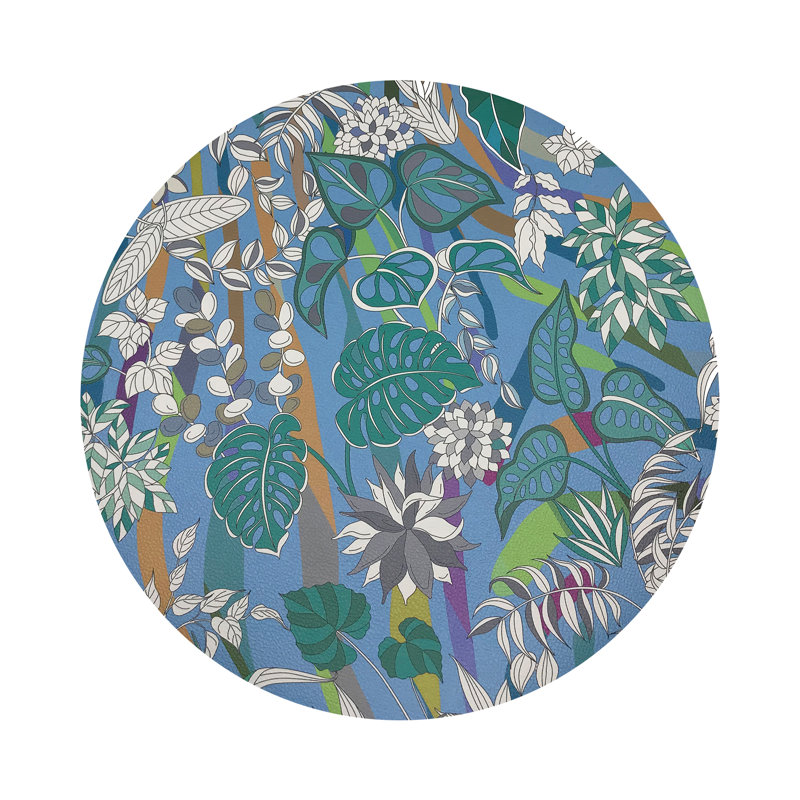 Sabi Jungle Beige Vegan Leather Round Coasters, Savuti