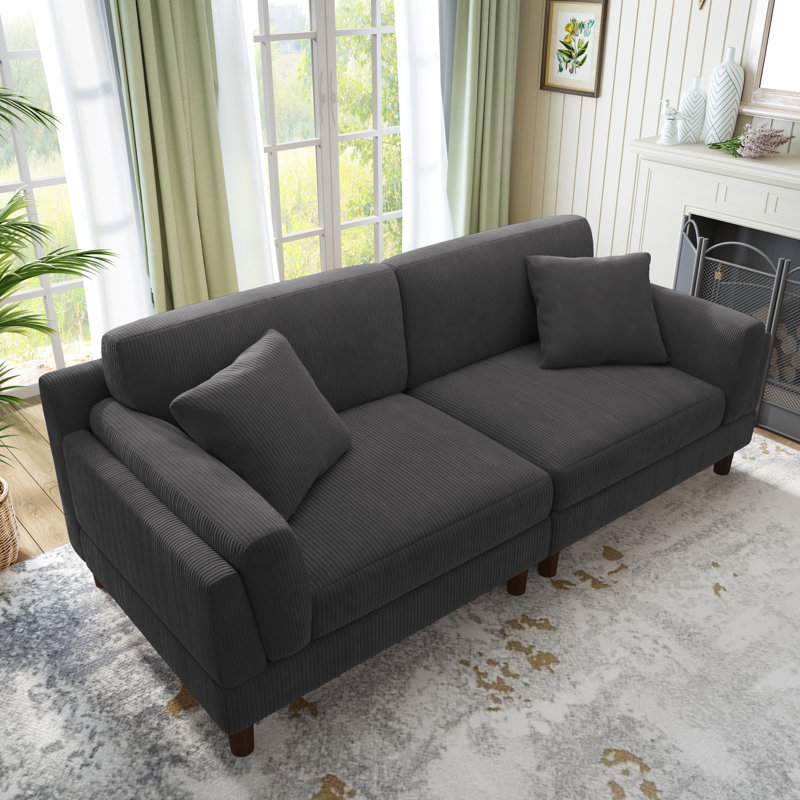 Ainara Bentura 228.6Cm Square Arms Sofa, Grey