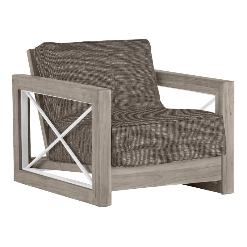 Malta Teak Outdoor Lounge Chair, Oyster Teak/Brushed Stainless, Welt + Standard fill, Perigold Ishi Chai