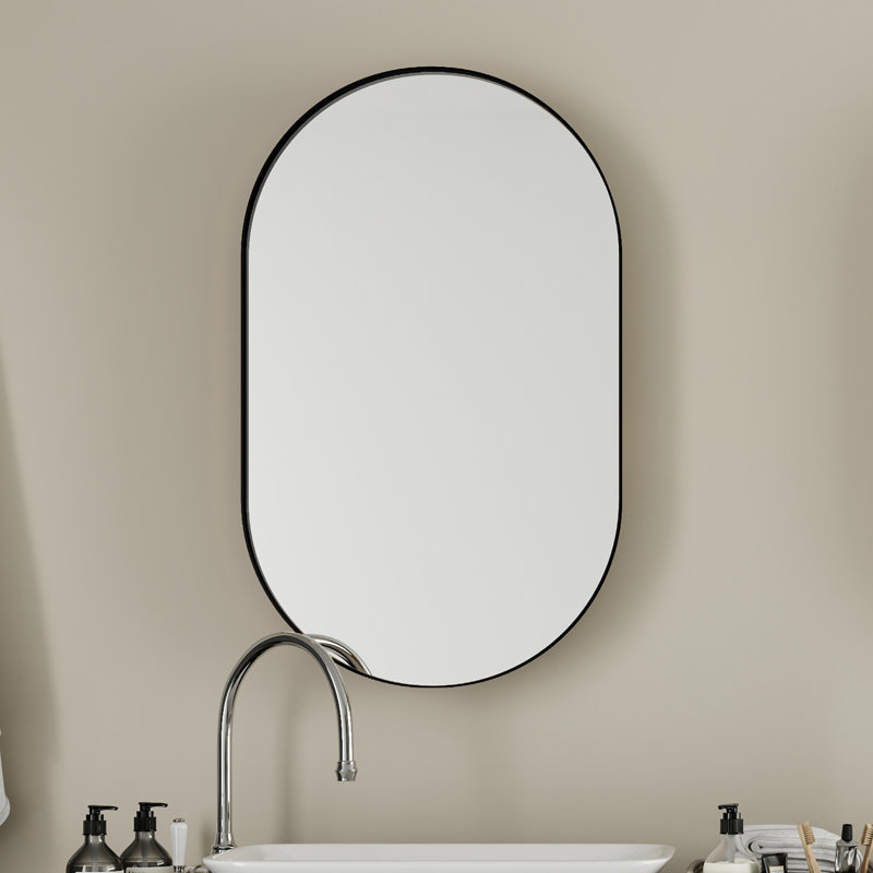 Miroir ovale encastré, Noir mat