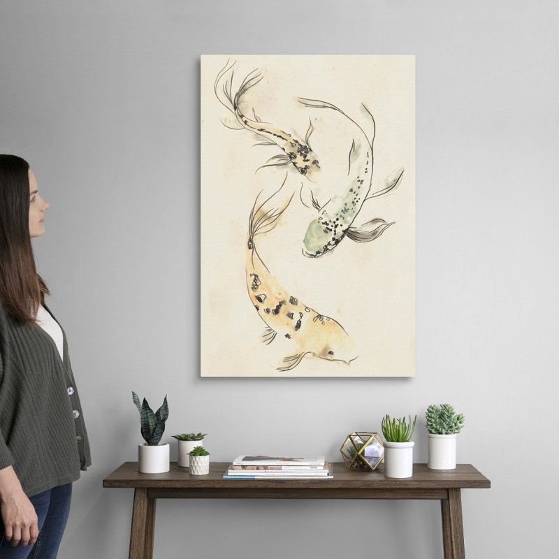 Koi Dance II, art mural sur toile, Toile tendue, H 36 po x l 24 po x P 1 po