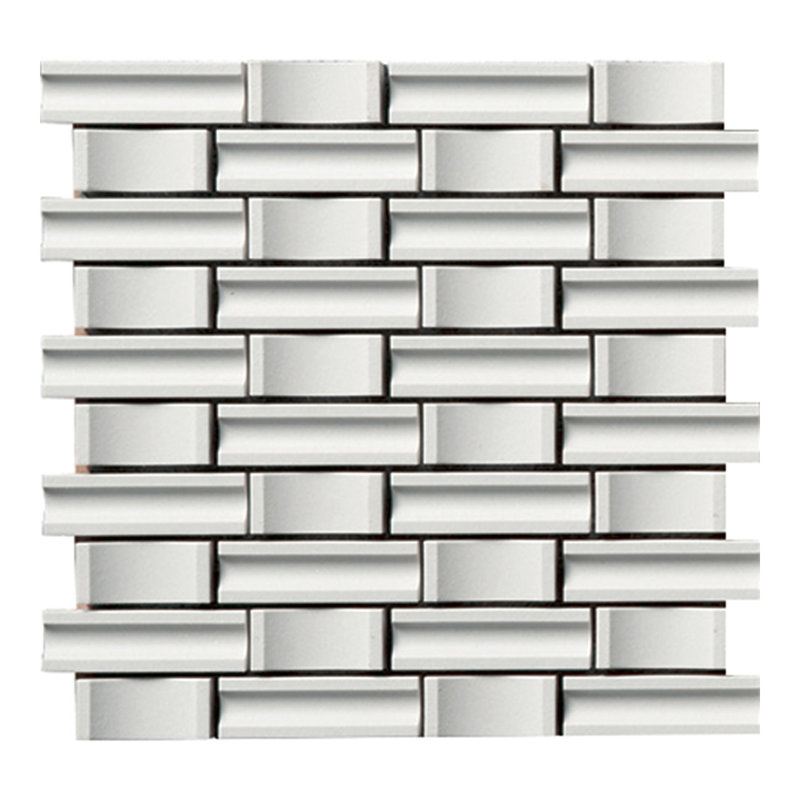Crochet 1.06 in. x 3.43 in. Basketweave Ceramic Tile, White