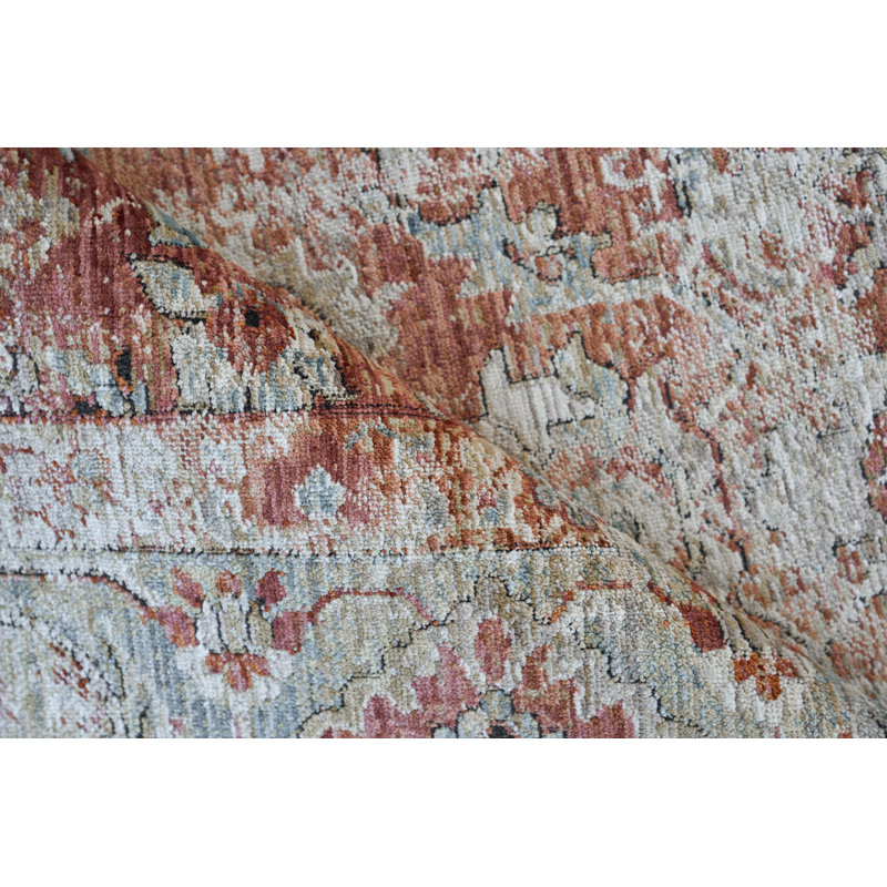 Antique Loom Rust/Blue Polyester powerloom Area Rug, Rectangle 12' x 15'