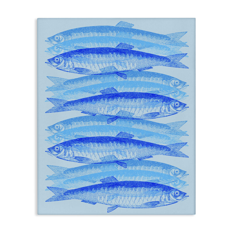 "Blue Layered Fish", art mural par Daphne Polselli, H 30 po x l 24 po
