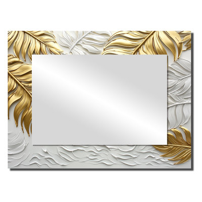 Golden Cream Palms Reunion II - Palms & Palm Trees Accent Wall Mirror - Printed On Metal
