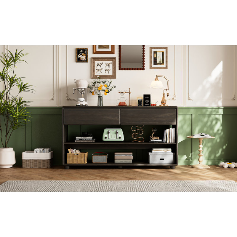 Entryway Console In - Elegant, , With Ample Storage Table For Natural Wood Look, Build Quality, Espresso