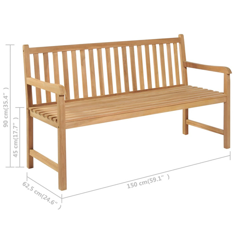 Banc de jardin en teck Jolette, gris
