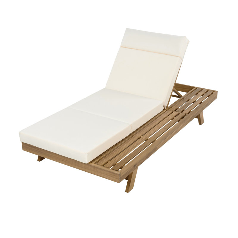 Outdoor Chaise Lounge Chair, With Water-Resistant Lounge Cushions, Beige