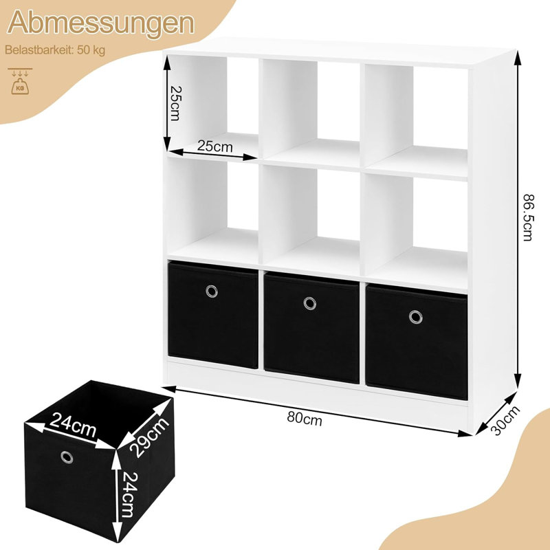 Nota 86.5cm H x 80cm W Cube Bookcase, White