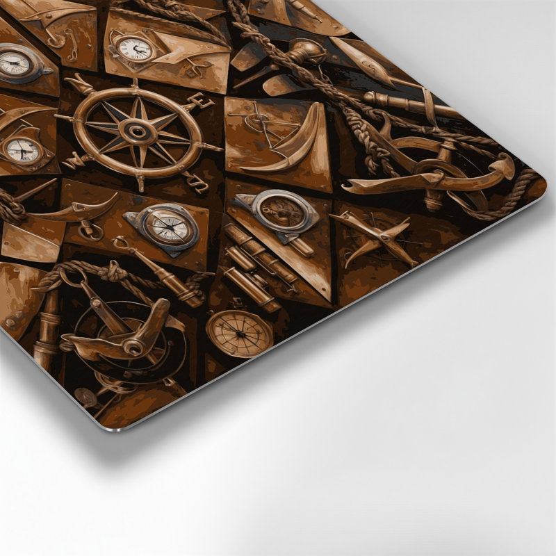 Art mural noir, pièces de bateau nautique, H 12 po x l 12 po