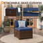 Ensemble de chaise d'extérieur sans accoudoirs en osier avec coussins-314774935