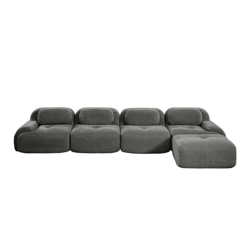 4-Seat L-Shaped Sofa With High-Resilience Sponge, Anti-Slip Design, And Extra-Wide Curved Armrests For Versatile Living Spaces