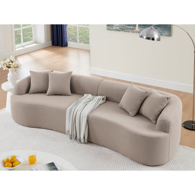 Lamb's Wool Fabric Curved Modular Sectional Sofa,No Assembly Required
