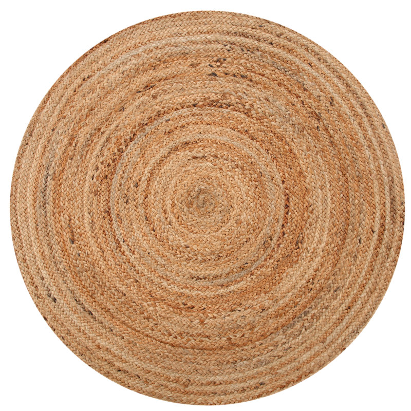 Gemini Hand Braided Beige Jute Rug, Round 120cm