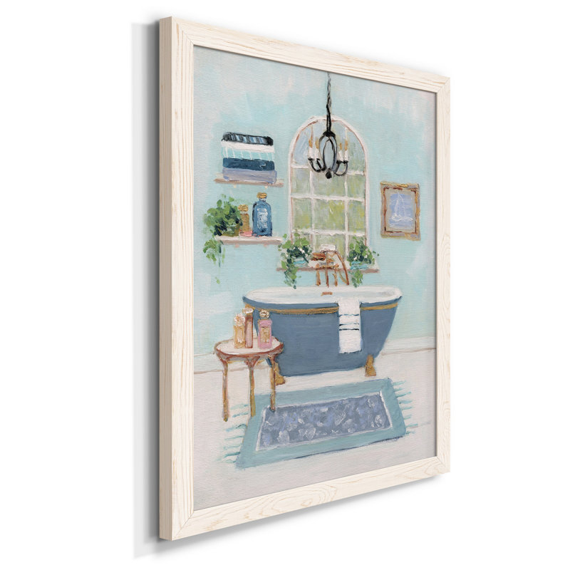 «Blue Bath I», peinture sur toile encadrée, Blanc, H 44 po x l 31 po x P 1 po