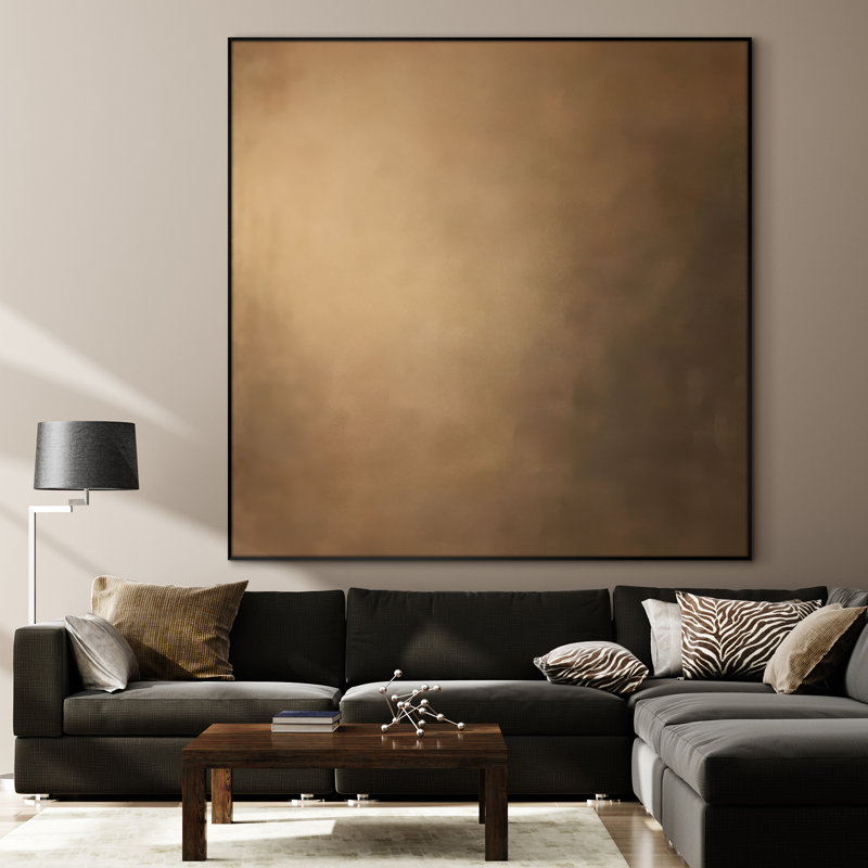 Très grande reproduction d'art sur tissu mural - Gradient bronze abstrait et élégant, décoration d'art moderne pour le salon ou la chambre à coucher - «Assemblage du cadre requis (cadre non fini)»