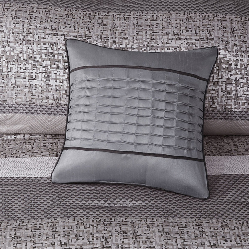Ensemble de literie luxueux 7 pièces, jacquard en polyester, style transitionnel pour la maison