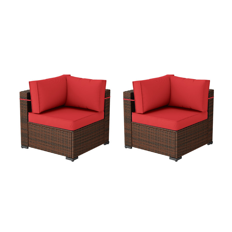 Wicker Outdoor Patio Sofa, Red