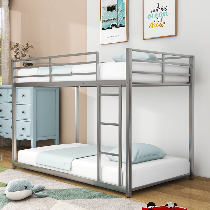 Eastmont Kids Twin Over Twin Bunk Bed, Silver