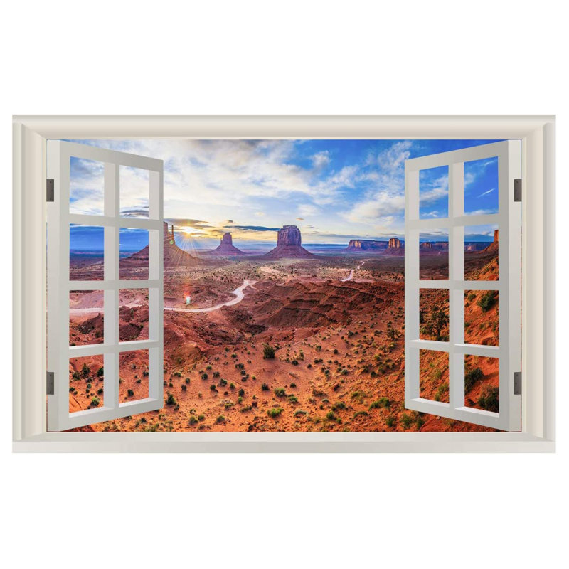 Adhésif décoratif "monument valley" 3d windows, H 36 po x l 54 po x P 0,8 po